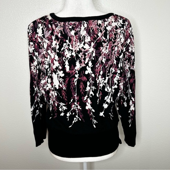 White House Black Market Womens Floral V-Neck Button Up Cardigan Sweater Size M - Picture 5 of 9